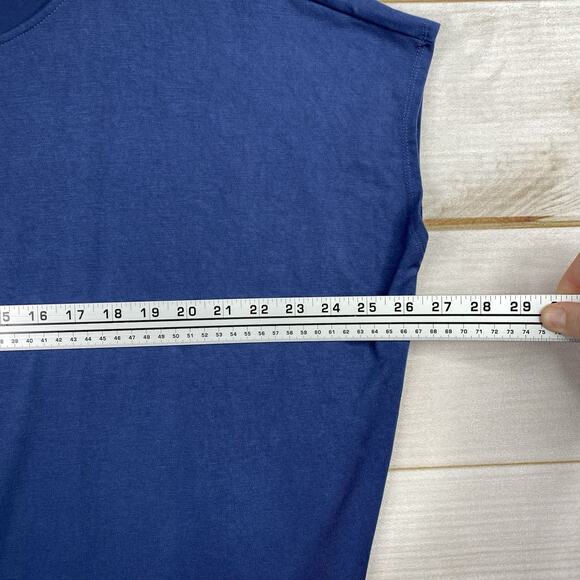 Ann Taylor T-Shirt XL Womens Blue Cozy Slub Round Neck Cap Sleeve Boxy Stretch - Picture 4 of 6